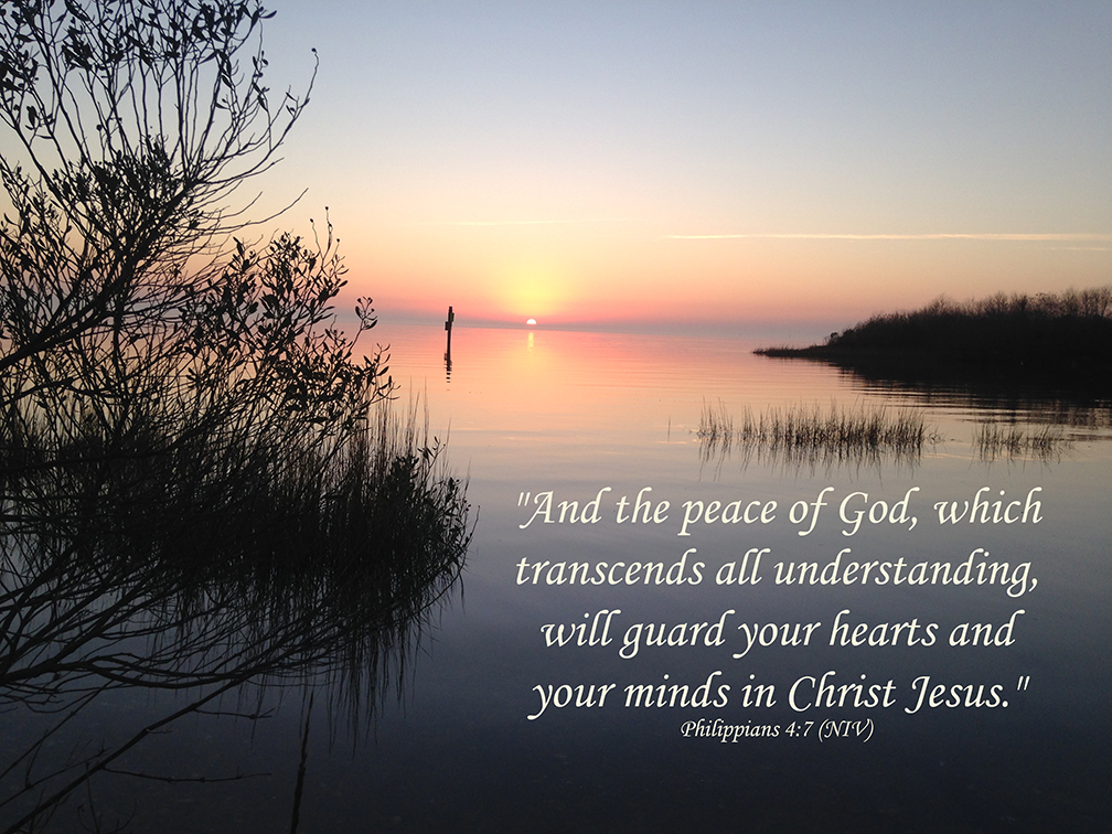 "And the peace of God, which transcends all understanding, will guard your hearts and your minds in Christ Jesus." Philippians 4:7 (NIV)